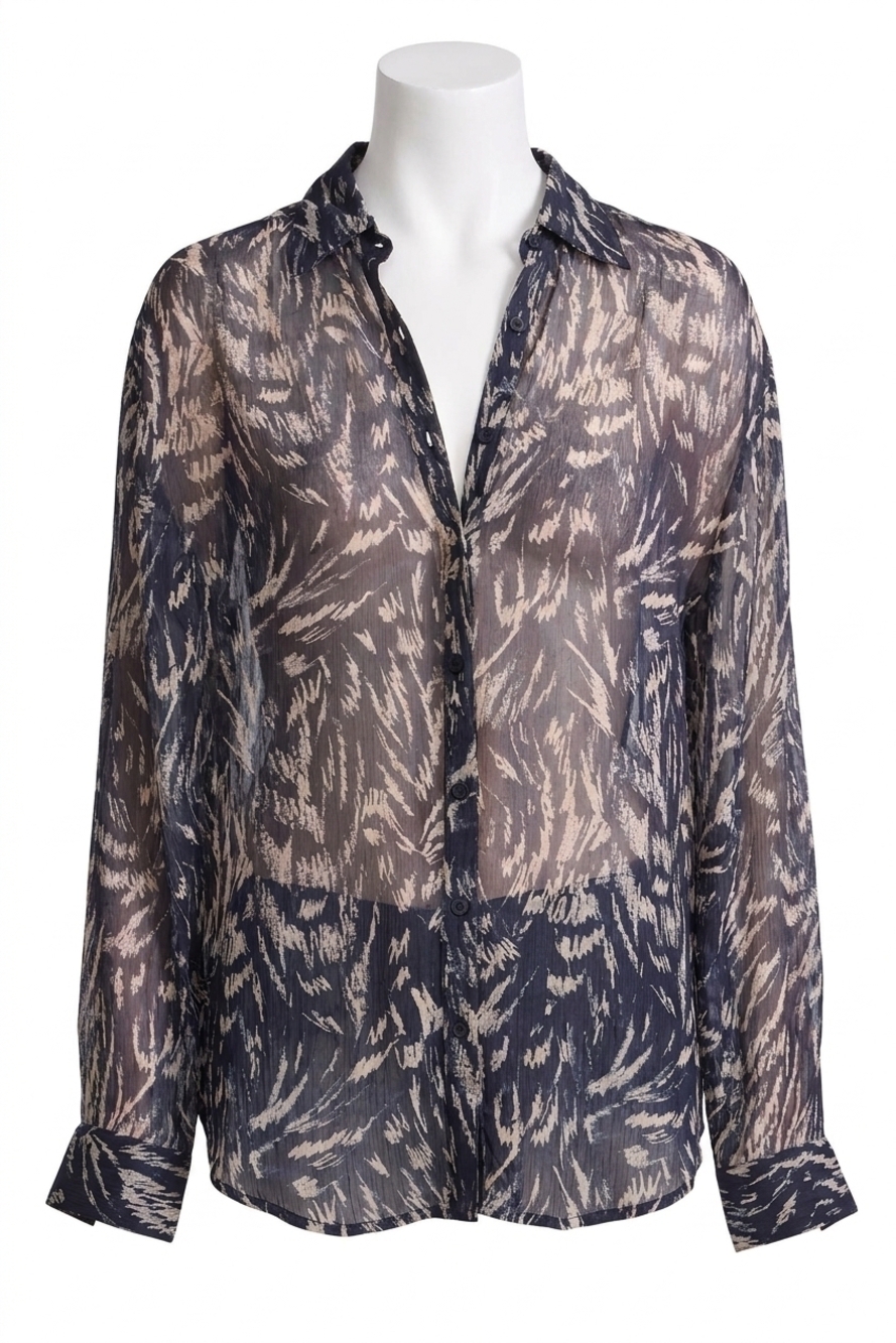 NEW APIECE APART alva button up shirt in abstract animal midnight